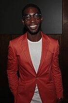 Tinie Tempah achieved his first number-one single in 2010 with "Pass Out", topping the charts again with "Written in the Stars" and "Not Letting Go", and as a featured artist on "R.I.P.", "Tsunami", "Crazy Stupid Love" and "Turn the Music Louder (Rumble)". Tinie Tempah.jpg