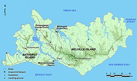 Mapa de las islas Tiwi.