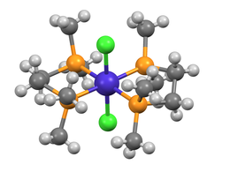 Structure of trans-CoCl2 (dmpe) 2 (P is colored ocher, Co blue and Cl green.)