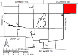 Tully Township okulunun Marion County şehrindeki konumu