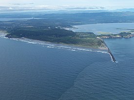 Aerial view of Cape Disappointment, looking northeast USCG Cape Disappointment1.jpg