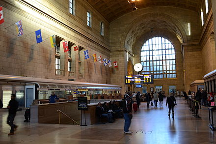 Union Station in Toronto, one of Canada's grand pre-war railway stations, and departure point for the Canadian to Vancouver