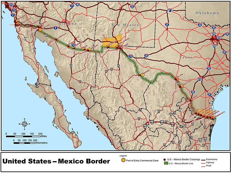 File United States Mexico Border Map Jpg Wikimedia Commons