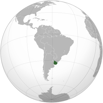 English: Orthographic projection of Uruguay.