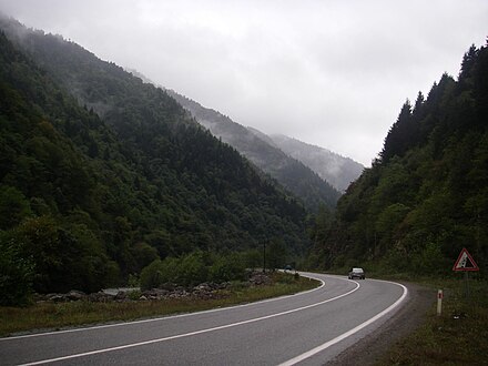 Typical road scene from interior Eastern Karadeniz. Pictured here is the road leading to Lake Uzungöl.
