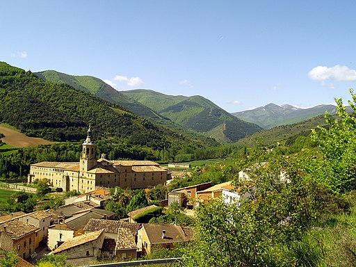 Blick auf das untere Kloster San Millán de Yuso (UNESCO-Welterbe in Spanien). Valle-de-San-Millán