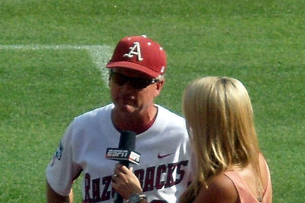 Van Horn participating in an interview during the 2012 College World Series