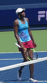 Venus Williams during her first round match of the 2017 Western and Southern Open against Alison Riske.