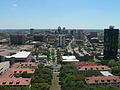 Looking south towards Dobie center, capitol building and Frost bank in background