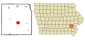 Washington County Iowa Incorporated and Unincorporated areas Washington Highlighted.svg