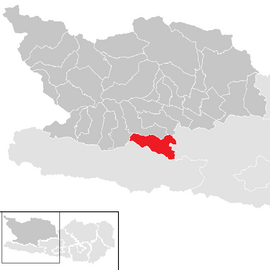 Poloha obce Weißensee v okrese Spittal an der Drau (klikacia mapa)