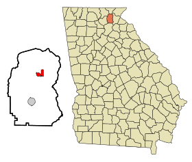 White County Georgia Incorporated and Unincorporated areas Helen Highlighted.svg