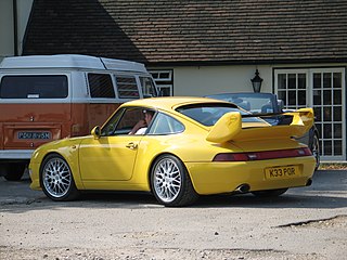 Yellow Porsche 911 Carrera RS Type 993 Clubsport (rear)