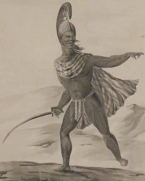 File:"Aniheneho. L'un des Premiers Officiers de Tahmahamah" pen and ink wash over graphite by Jacques Arago, 1819, Honolulu Academy of Arts (cropped).jpg