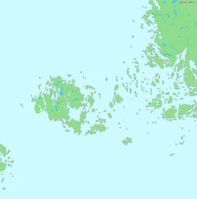 Kart over Ålands skjærgård med Fasta Åland i midten til venstre.