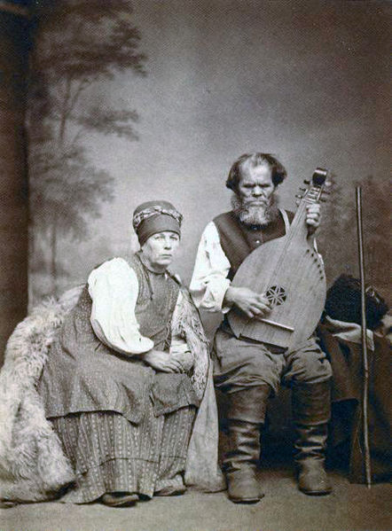 Ostap Veresai, the most famous Ukrainian kobzar of the 19th century, and his wife Kulyna