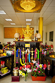 An altar dedicated to Phra Phrom in Kaohsiung, Taiwan.