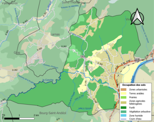 Carte en couleurs présentant l'occupation des sols.