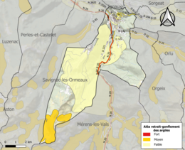 Zonage de l'aléa retrait-gonflement des argiles sur la commune d'Ax-les-Thermes.