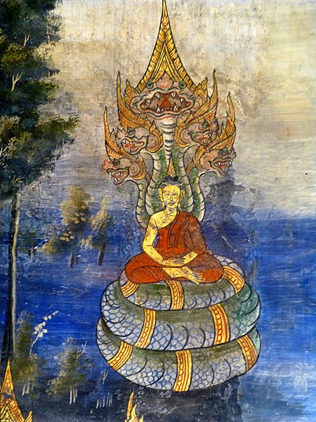 File:090 Mucalinda protects Buddha (detail) (9192151900).jpg