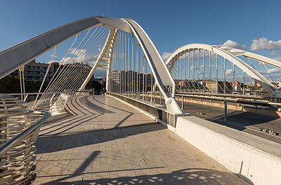 Pont Bac de Roda de l'architecte Santiago Calatrava à Barcelone.