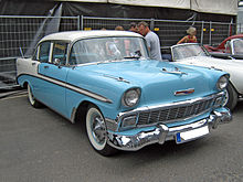 Chief designer Hans Mersheimer was thought to have taken particular inspiration for the Rekord P1 from the 1956 Chevrolet Bel Air. 1956 Chevrolet Bel Air 4 Door Sedan Front.jpg
