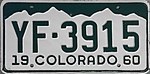 Tahun 1960 Colorado lisensi plate.JPG