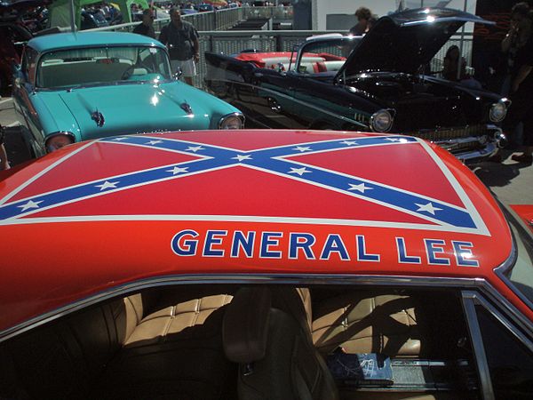 The Confederate battle flag painted on the roof
