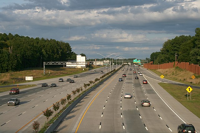 I-85 northbound passing through Durham