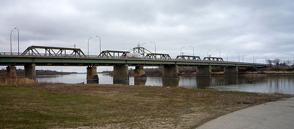 Manitoba Highway 10 crosses the Saskatchewan River at The Pas, part of the Northern Woods and Water Route.