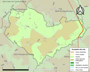 Barevná mapa znázorňující využití půdy.