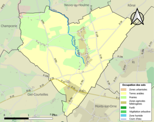 Barevná mapa znázorňující využití půdy.