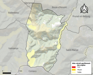 Carte des zones d'aléa retrait-gonflement des argiles.