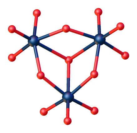 One of four equivalent subunit of the M12O40 cage in metatungstate. ABOCIEsubunit.png