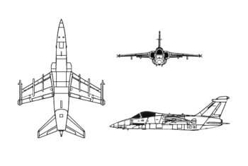 Orthographically projected diagram of the AMX AMX International AMX 3-view line drawing.png