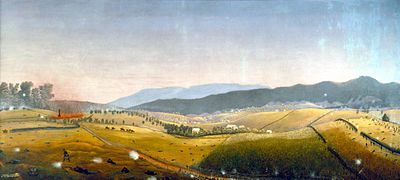 "A Fateful Turn"—Late morning looking east toward the Roulette Farm", by James Hope