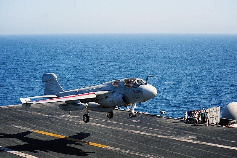 File:A Prowler lands aboard USS George H.W. Bush..jpg