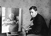 Albert Rubin Lukisan James Sanua אלברט רובין מצייר את השיח אבו נדרה 1910.jpg