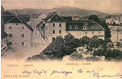 Ambrožev trg v Ljubljani na stari razglednici