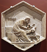 Andrea pisano, fidia ovvero la scultura, 1348-50, dal lato nord del campanile 01.JPG