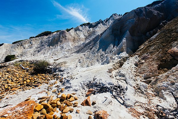 Looking up at the clay cliffs from Moshup's Beach