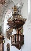 Interior of Klosterkirche Wörishofen: pulpit