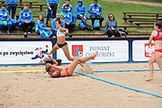 Deutsch: Beachhandball Europameisterschaften 2019 (Beach handball Euro); Tag 3: 4. Juli 2019 – Frauen, Platzierungsrunde Gruppe IV, Russland-Slowenien 2:0 (18:11, 20:16) English: Beach handball Euro; Day 3: 4 July 2019 – Women Consolation Round Group IV – Russia-Slovenia 2:0 (18:11, 20:16)