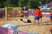 Deutsch: Beachhandball bei den Olympischen Jugendspielen 2018; Tag 7, 13. Oktober 2018; Jungen, Finale – Portugal-Spanien 1:2 English: Beach handball at the 2018 Summer Youth Olympics at 13 October 2018 – Boys Gold Medal Match – Portugal-Spain 1:2