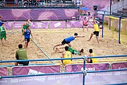 Deutsch: Beachhandball bei den Olympischen Jugendspielen 2018; Tag 6, 12. Oktober 2018; Jungen, Platzierungssspiel Ränge 5-6 – Thailand-Ungarn 0:2 English: Beach handball at the 2018 Summer Youth Olympics at 12 October 2018 – Boy's Placement Match 5-6 – Thailan-Hungary 0:2