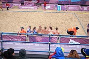 Deutsch: Beachhandball bei den Olympischen Jugendspielen 2018; Tag 5, 10. November 2018; Mädchen, Hauptrunde - Kroatien-Niederlande 1:2 English: Beach handball at the 2018 Summer Youth Olympics at 11 October 2018 – Girls Main Round – Croatia-Netherlands 1:2