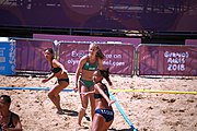 Deutsch: Beachhandball bei den Olympischen Jugendspielen 2018; Tag 4, 10. Oktober 2018; Mädchen, Vorrunde, Gruppe A - Ungarn-Chinese Taipei (Taiwan) 2:0 English: Beach handball at the 2018 Summer Youth Olympics at 10 October 2018 – Girls Preliminary Round Group A‎ – Hungary-Chinese Taipei 2:0