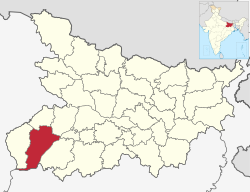 Location of Rohtas district in Bihar