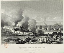 Bombardeo de Tánger en agosto de 1844 por la flota francesa.