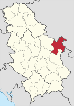מיקום המחוז (באדום) בסרביה